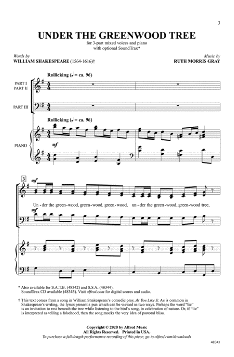 Under the Greenwood Tree Choir scores gallery preview page 1