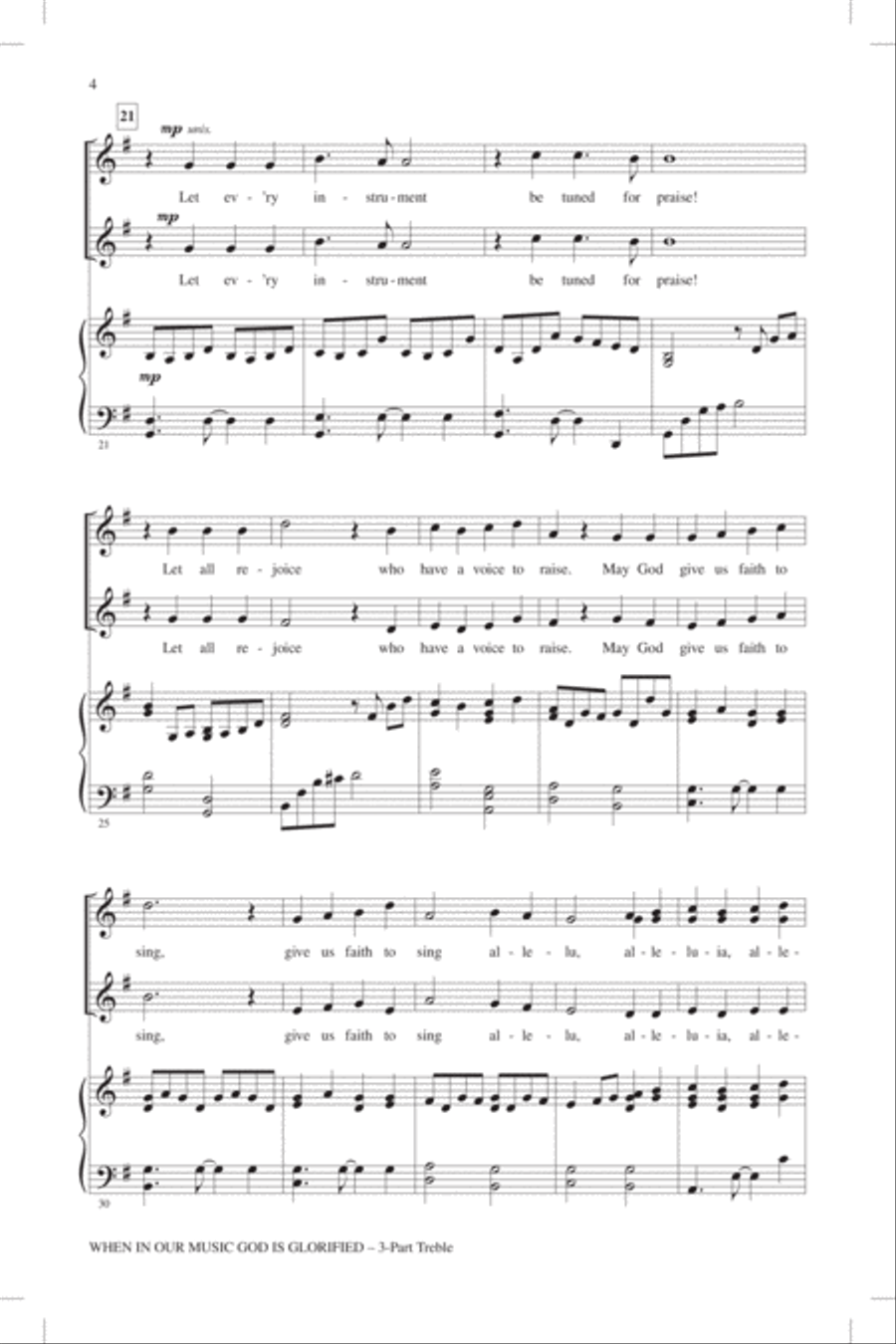 When In Our Music God Is Glorified (arr. Susan Brumfield) 3-Part scores gallery preview page 3