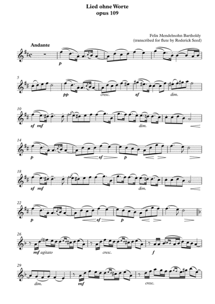 Mendelssohn Song Without Words op.109  flute transcription