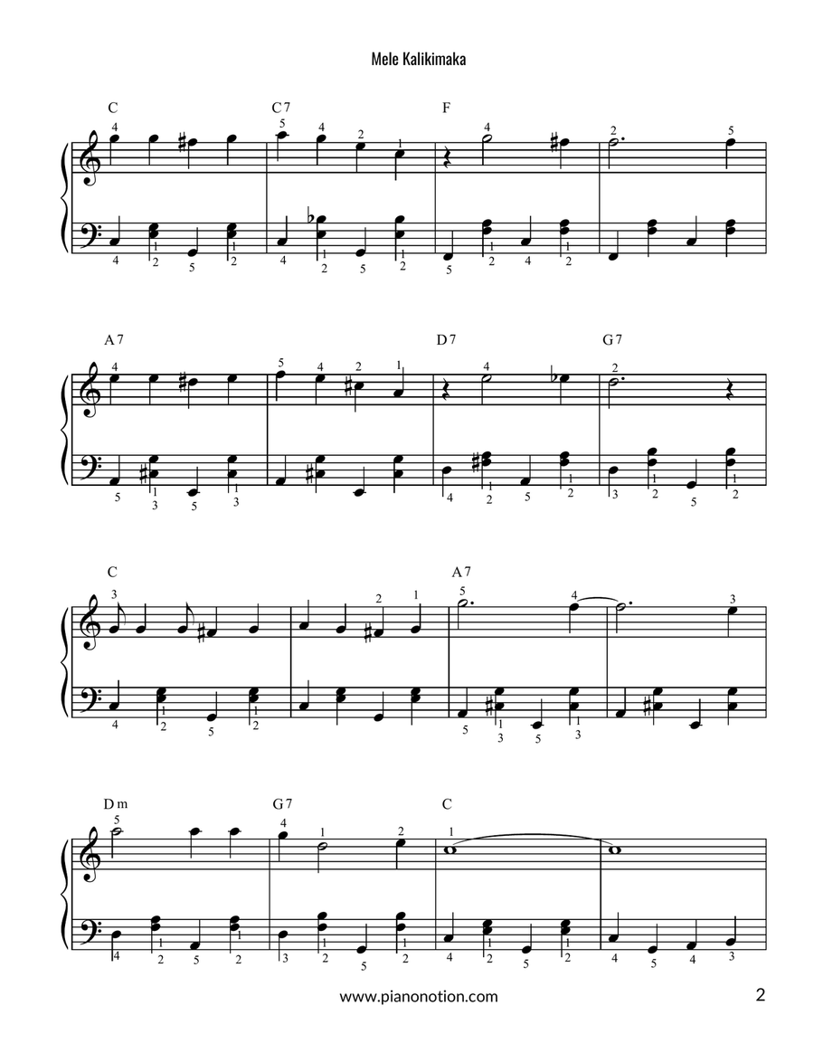 Mele Kalikimaka Mele Kalikimaka Easy Piano scores gallery preview page 2