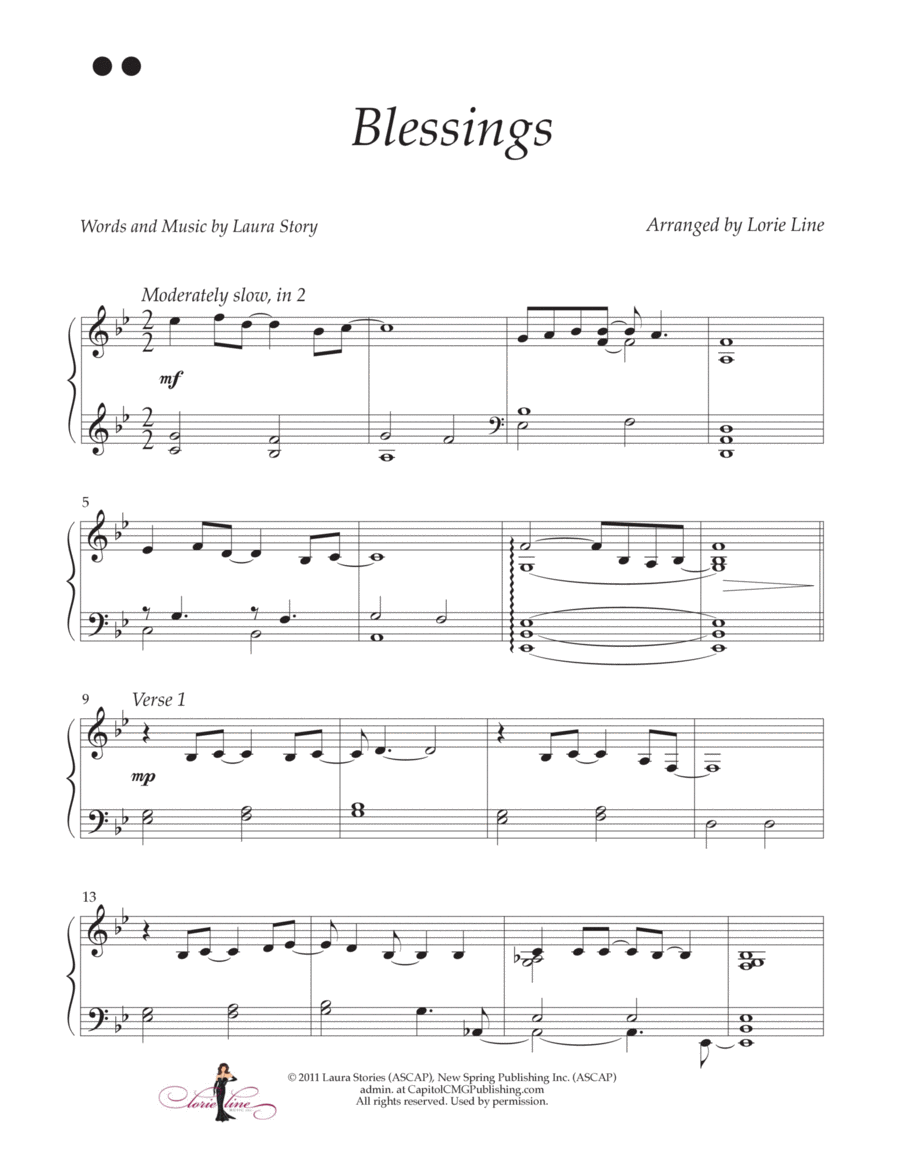Blessings Piano Solo scores gallery preview page 1