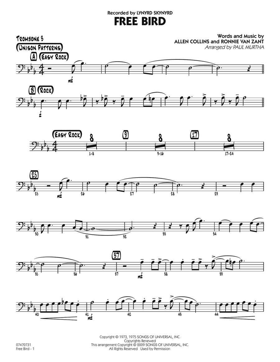 Free Bird - Trombone 3 Free Bird - Trombone 3 Jazz Ensemble scores gallery preview page 1