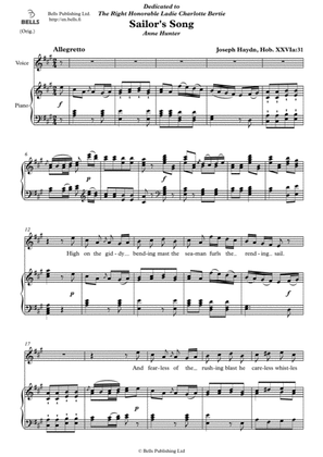 Sailor's Song, Hob. 26a (Original key. A Major)