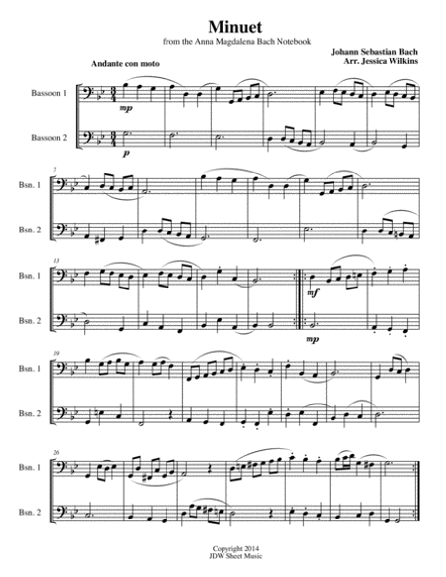 6 Easy Bassoon Duets 6 Easy Bassoon Duets Woodwind Duet scores gallery preview page 2