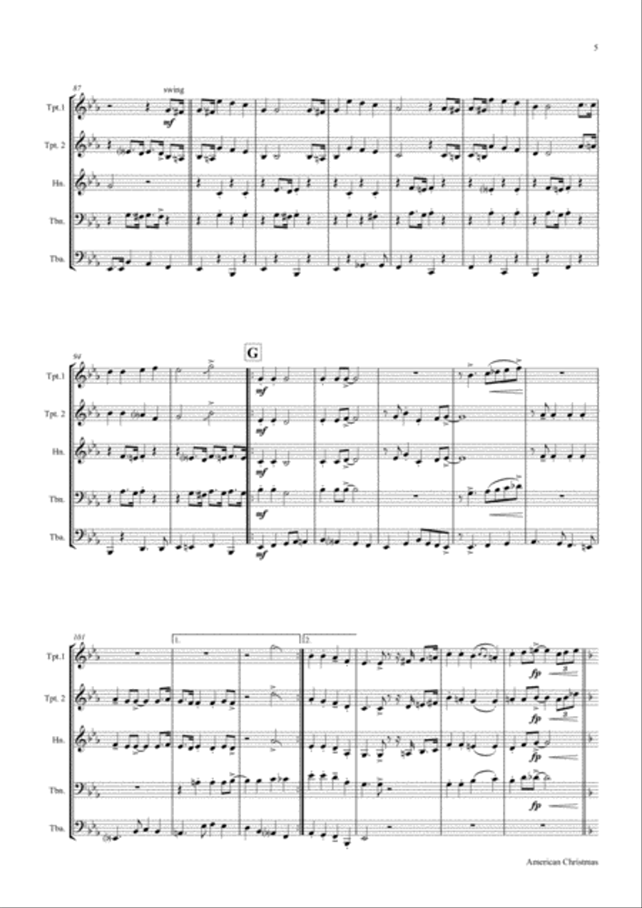 American Christmas - Mash up Rondo of best Christmas Songs - Brass Quintet Brass Quintet scores gallery preview page 6