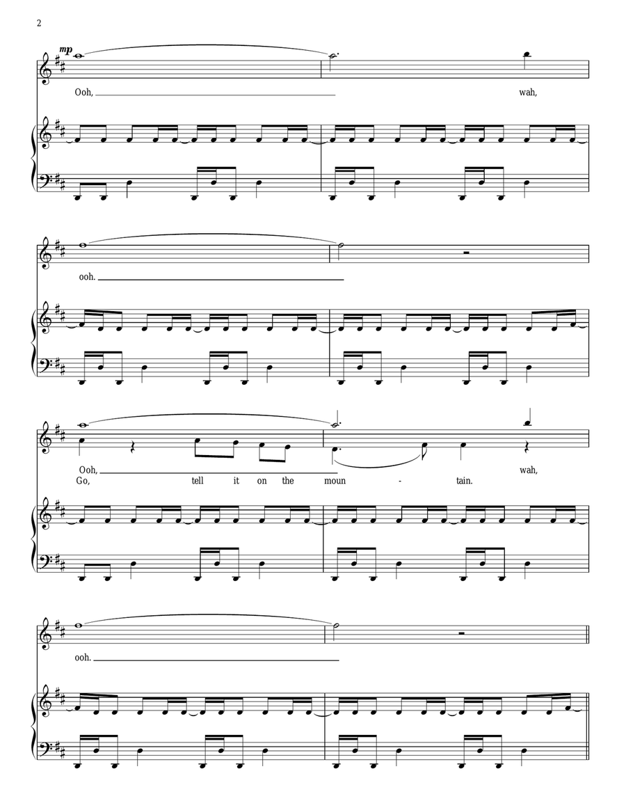 Go Tell It On The Mountain Piano, Vocal, Guitar scores gallery preview page 2