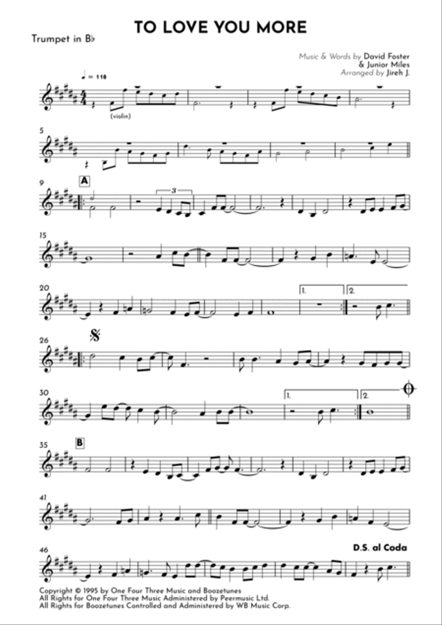 To Love You More B-Flat Trumpet scores gallery preview page 2