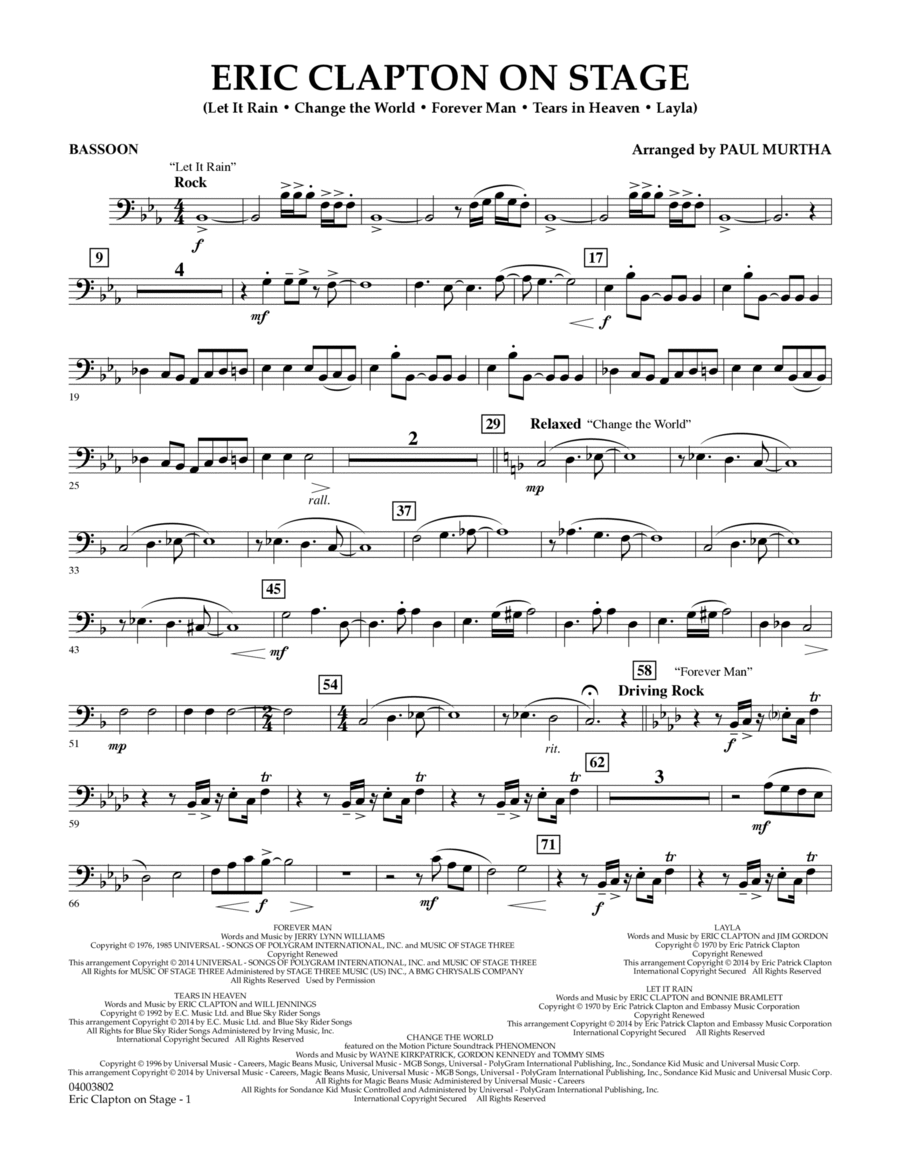 Eric Clapton on Stage - Bassoon Concert Band scores gallery preview page 1