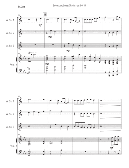 Swing Low, Sweet Chariot - Alto Sax Trio with Piano Accompaniment image number null
