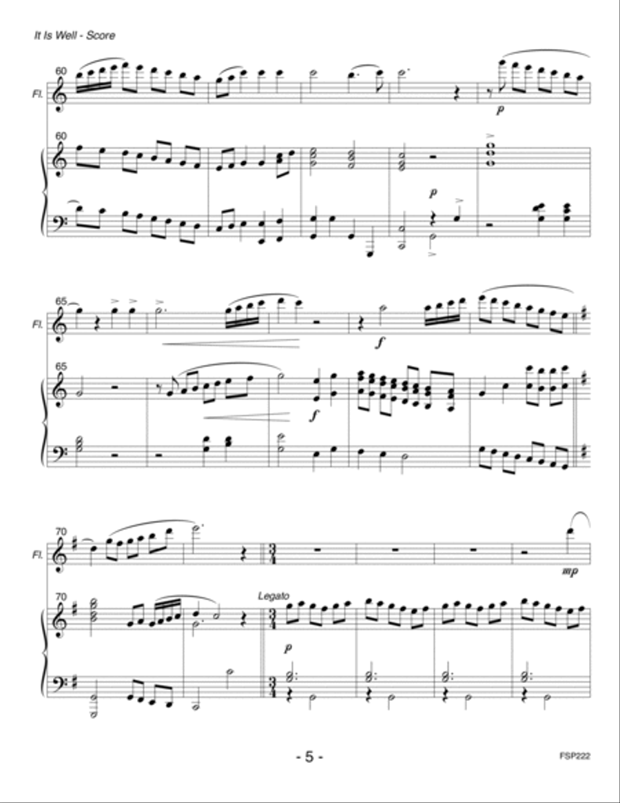 IT IS WELL WITH MY SOUL - FLUTE SOLO with Piano Accompaniment Flute Solo scores gallery preview page 5