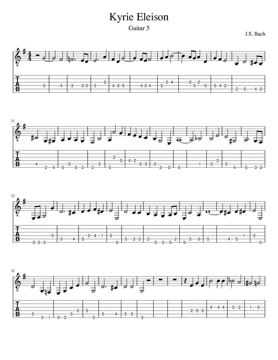 Kyrie Eleison (Guitar 5) Kyrie Eleison (Guitar 5) Classical Guitar scores gallery preview page 1