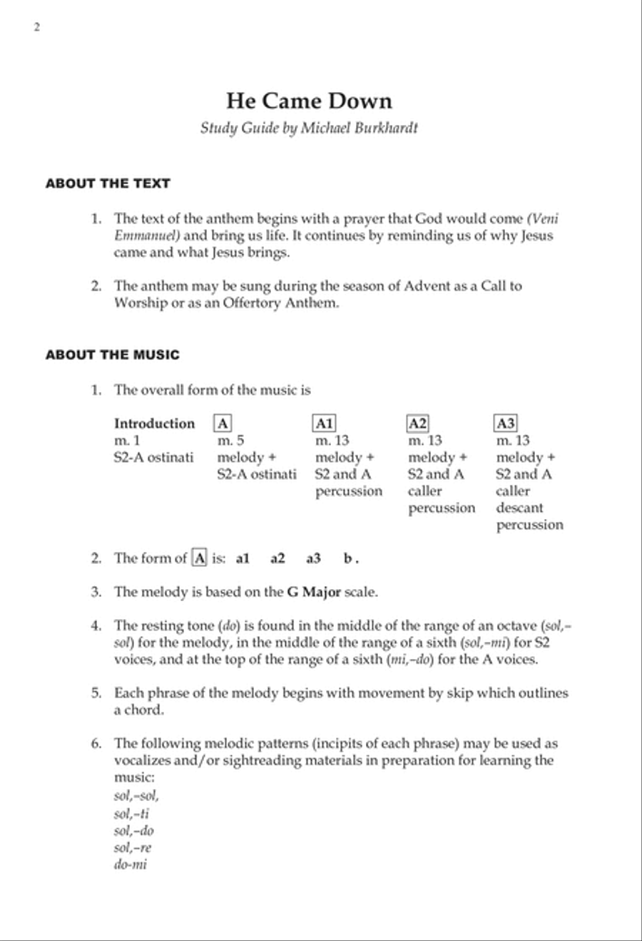He Came Down SSA scores gallery preview page 2