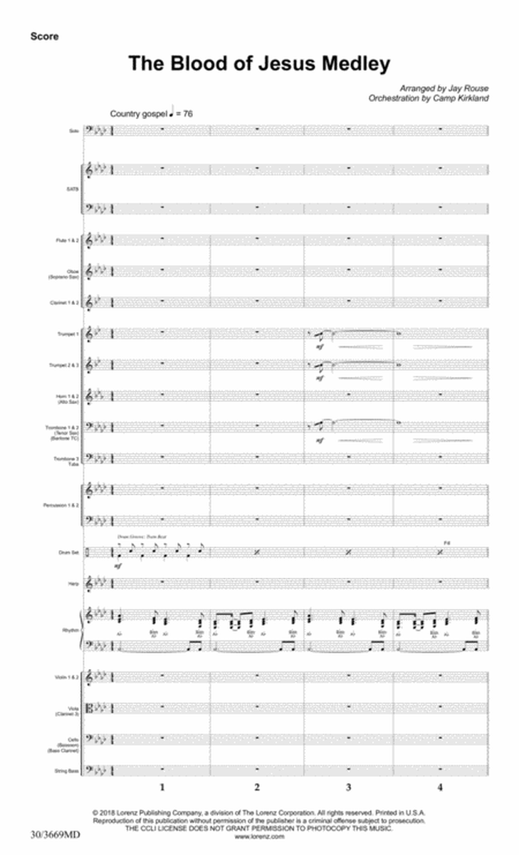 The Blood of Jesus Medley - Orchestral Score and Parts
