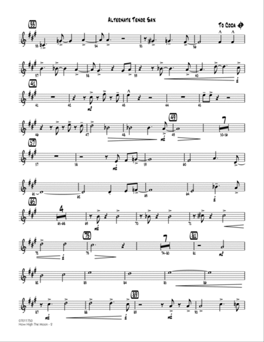 How High The Moon - Alternate Tenor Sax Jazz Ensemble scores gallery preview page 2