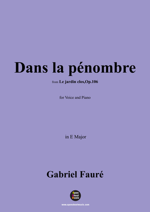 Book cover for G. Fauré-Dans la pénombre,in E Major,Op.106 No.6