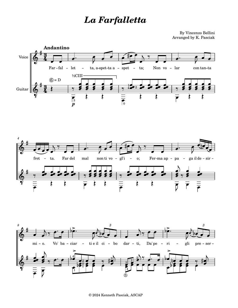 Bellini (for Voice and Guitar)