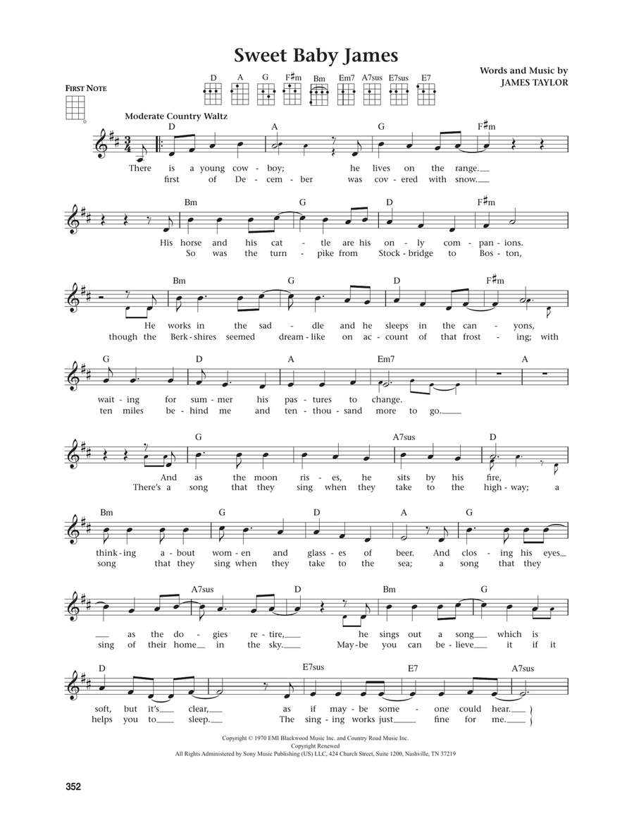 Sweet Baby James (from The Daily Ukulele) (arr. Jim Beloff) Ukulele scores gallery preview page 1