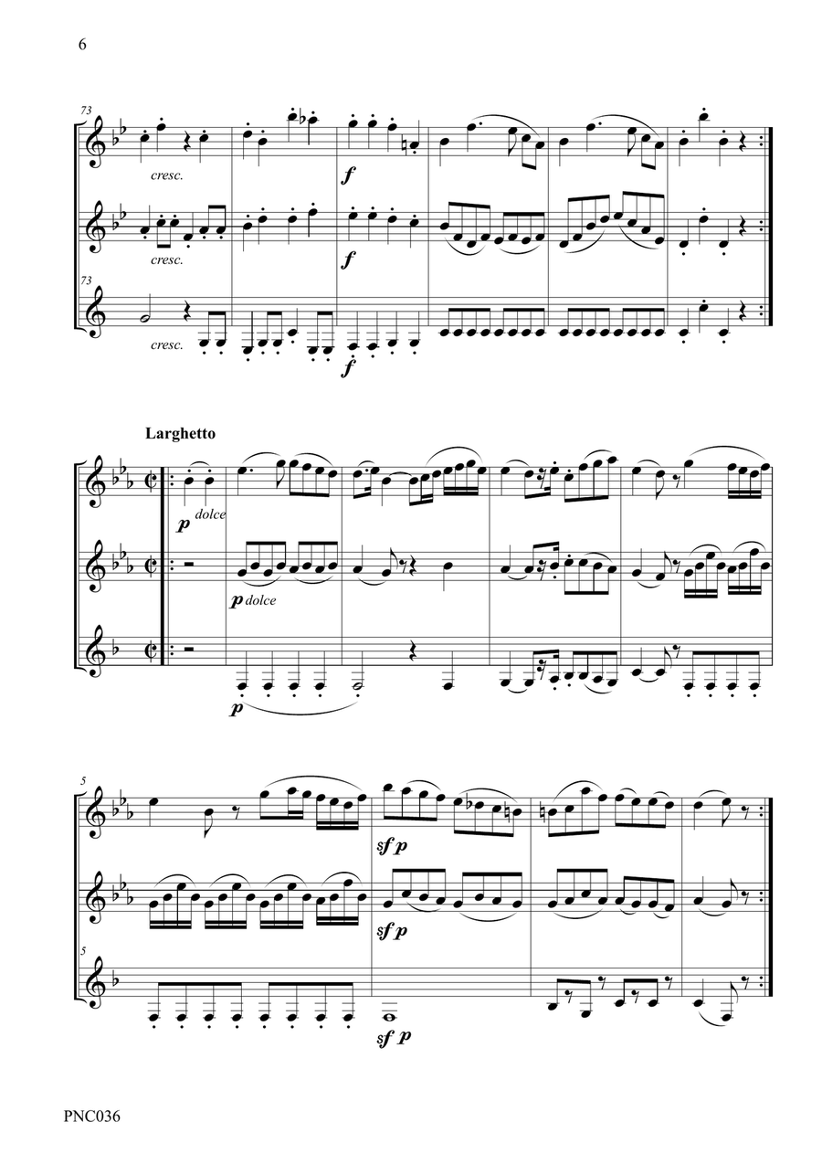 MOZART DIVERTIMENTO No. 4 in Bb K. 229 FOR FLUTE, OBOE & CLARINET Woodwind Trio scores gallery preview page 6