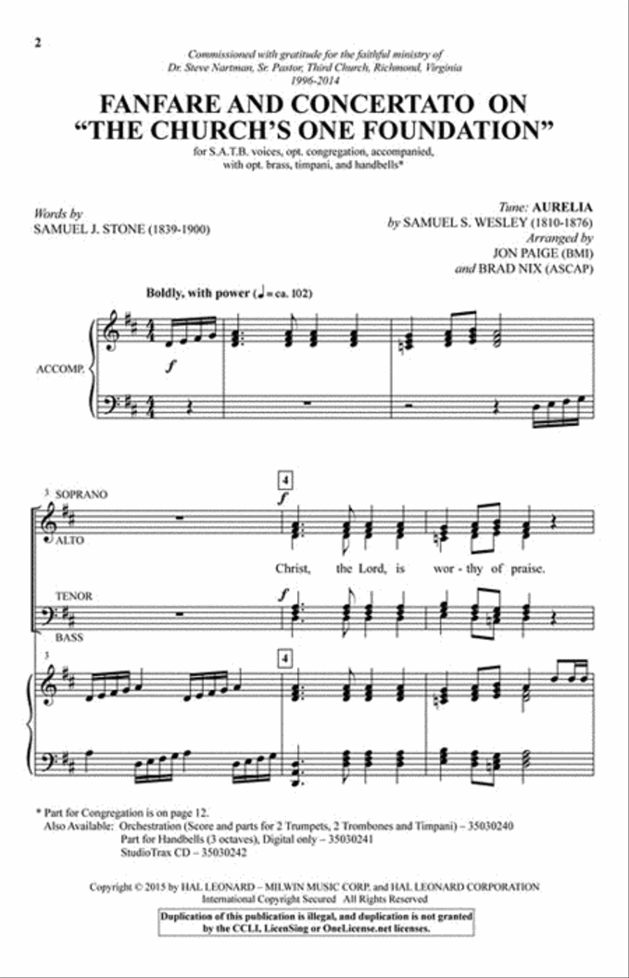 Fanfare and Concertato on “The Church's One Foundation” 4-Part scores gallery preview page 2