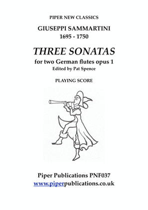 Book cover for GIUSEPPI SAMMARTINI THREE SONATAS FOR TWO FLUTES OPUS 1