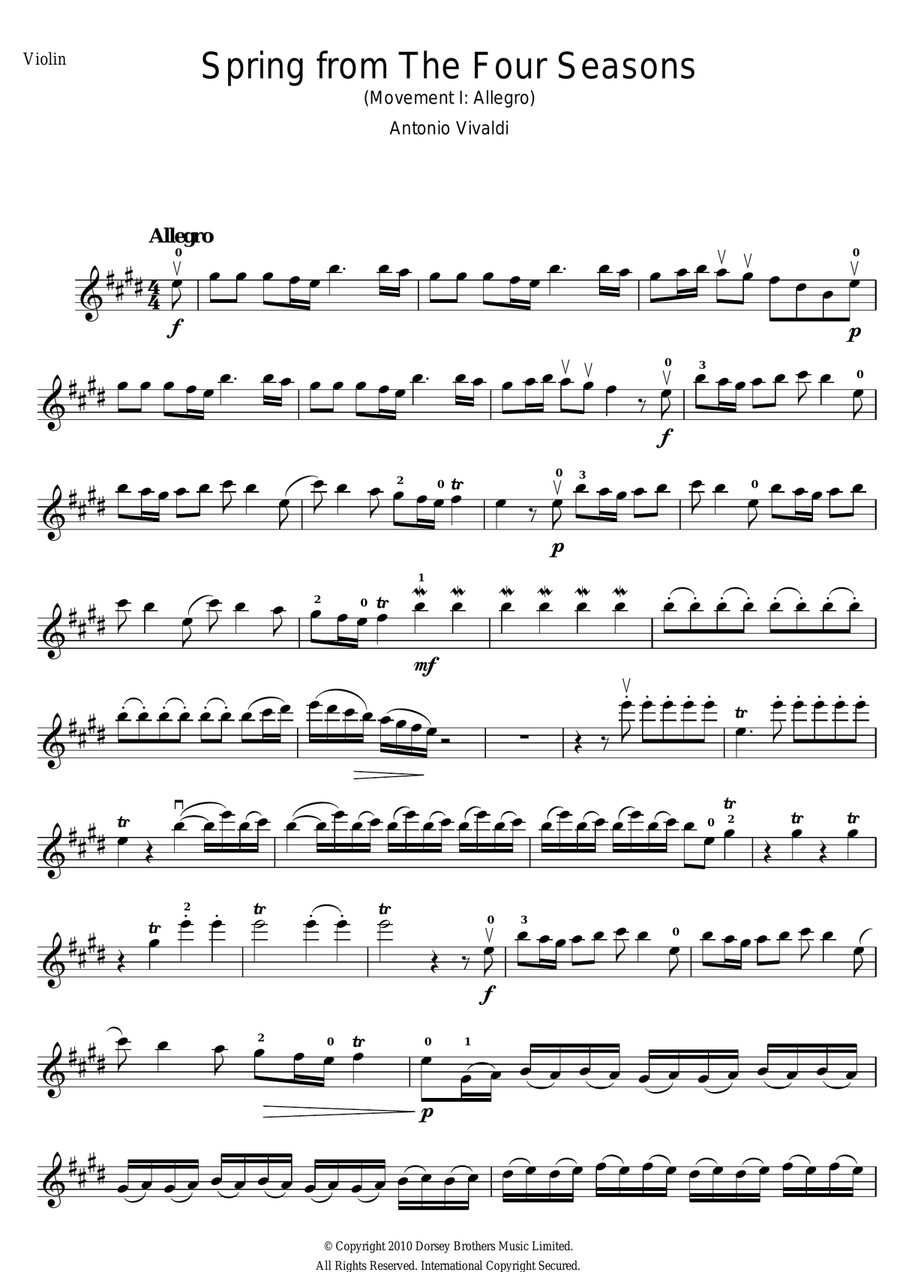 Spring (from The Four Seasons) Violin Solo scores gallery preview page 1