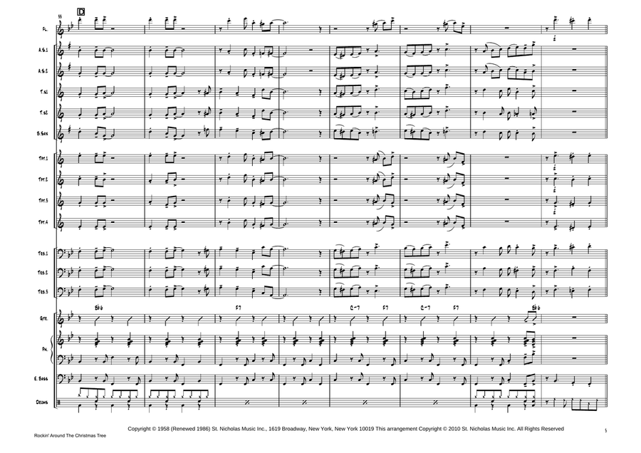 Rockin' Around The Christmas Tree - Score Only Jazz Ensemble scores gallery preview page 6