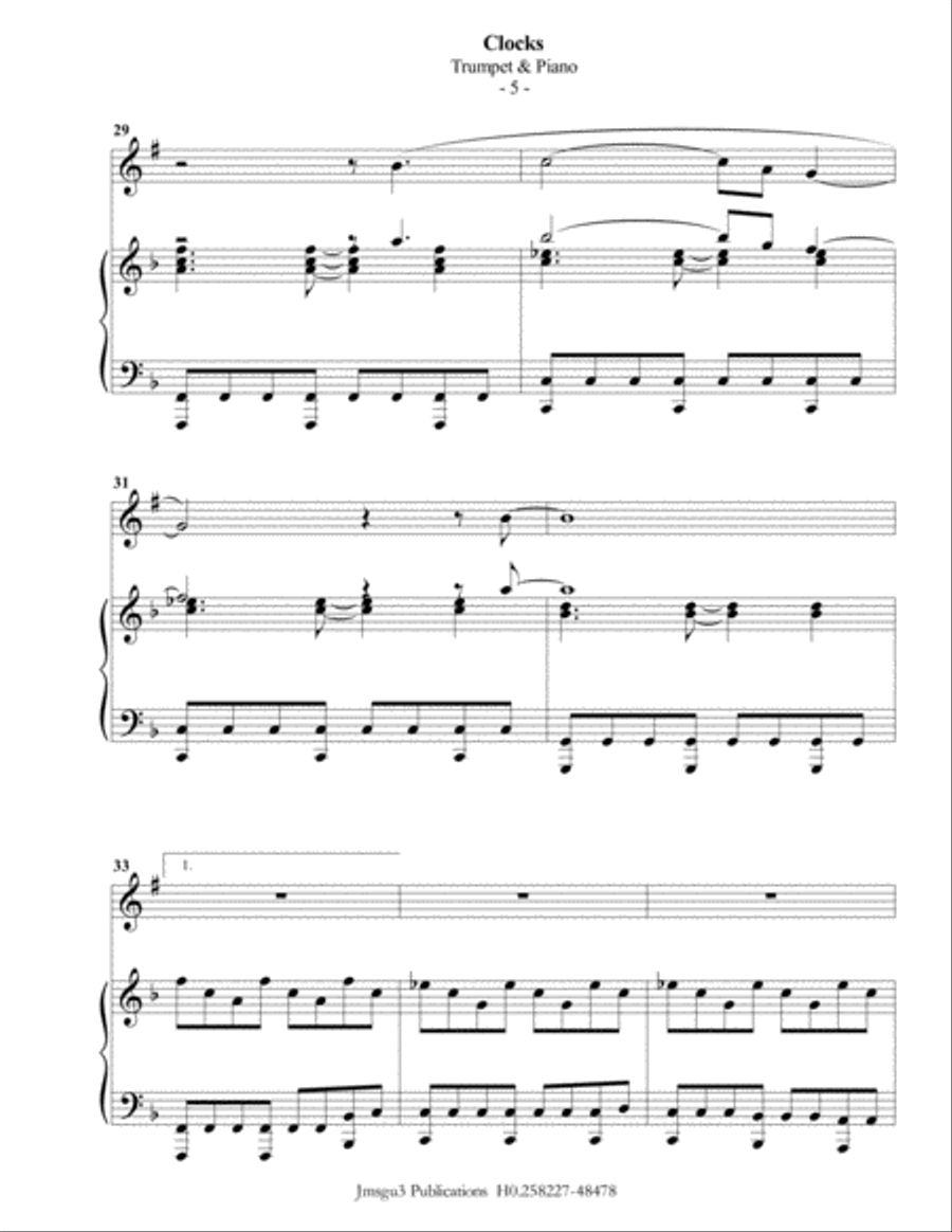 Clocks B-Flat Trumpet scores gallery preview page 5