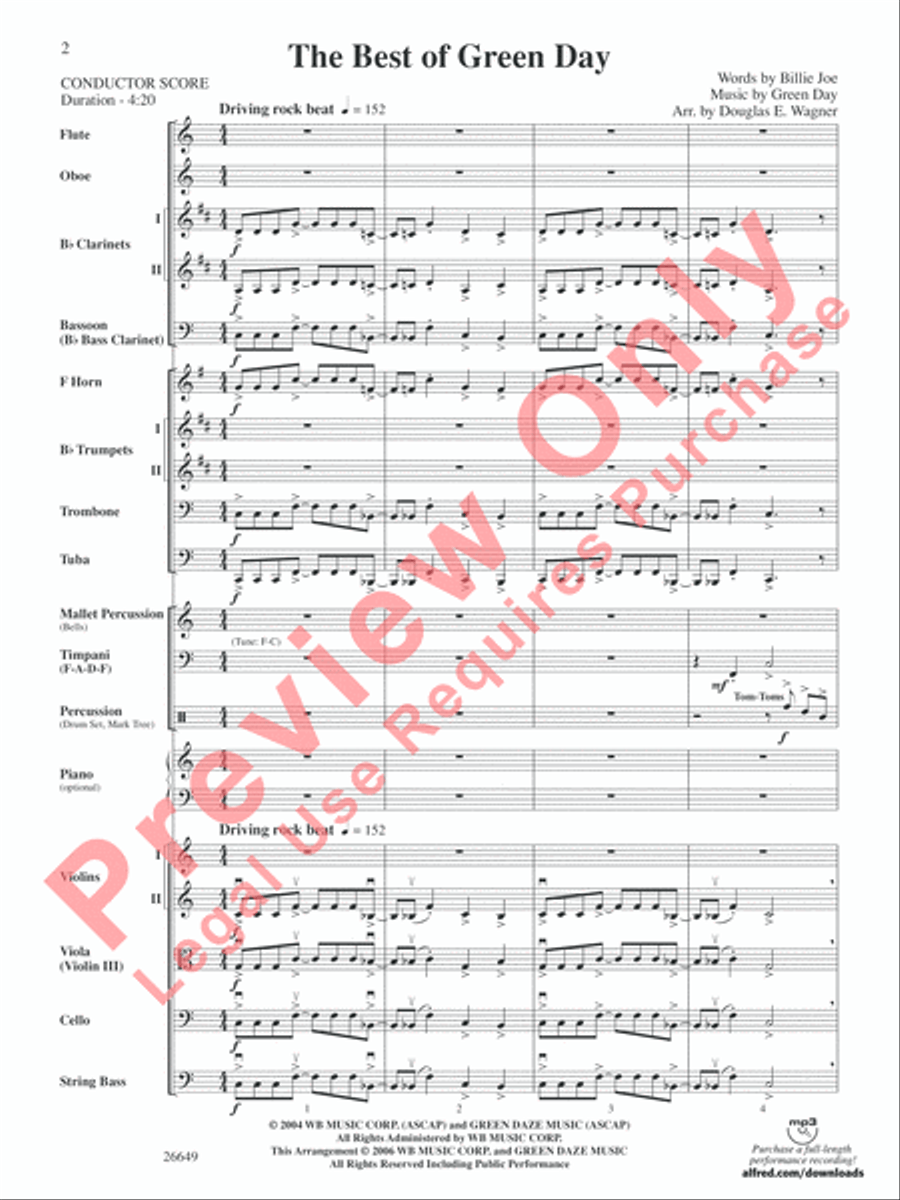 The Best of Green Day Full Orchestra scores gallery preview page 3