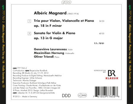 Alberic Magnard: Piano Trio & Violin Sonata image number null