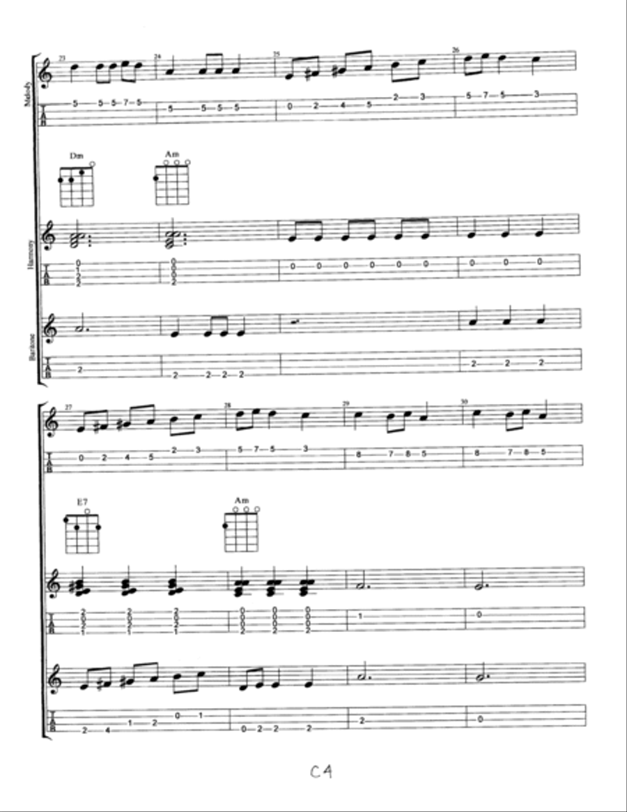 Shchedryk UKRAINIAN BELL CAROL (Carol Of The Bells instrumental) for UKULELE ENSEMBLE, notes & tabs Ukulele scores gallery preview page 6