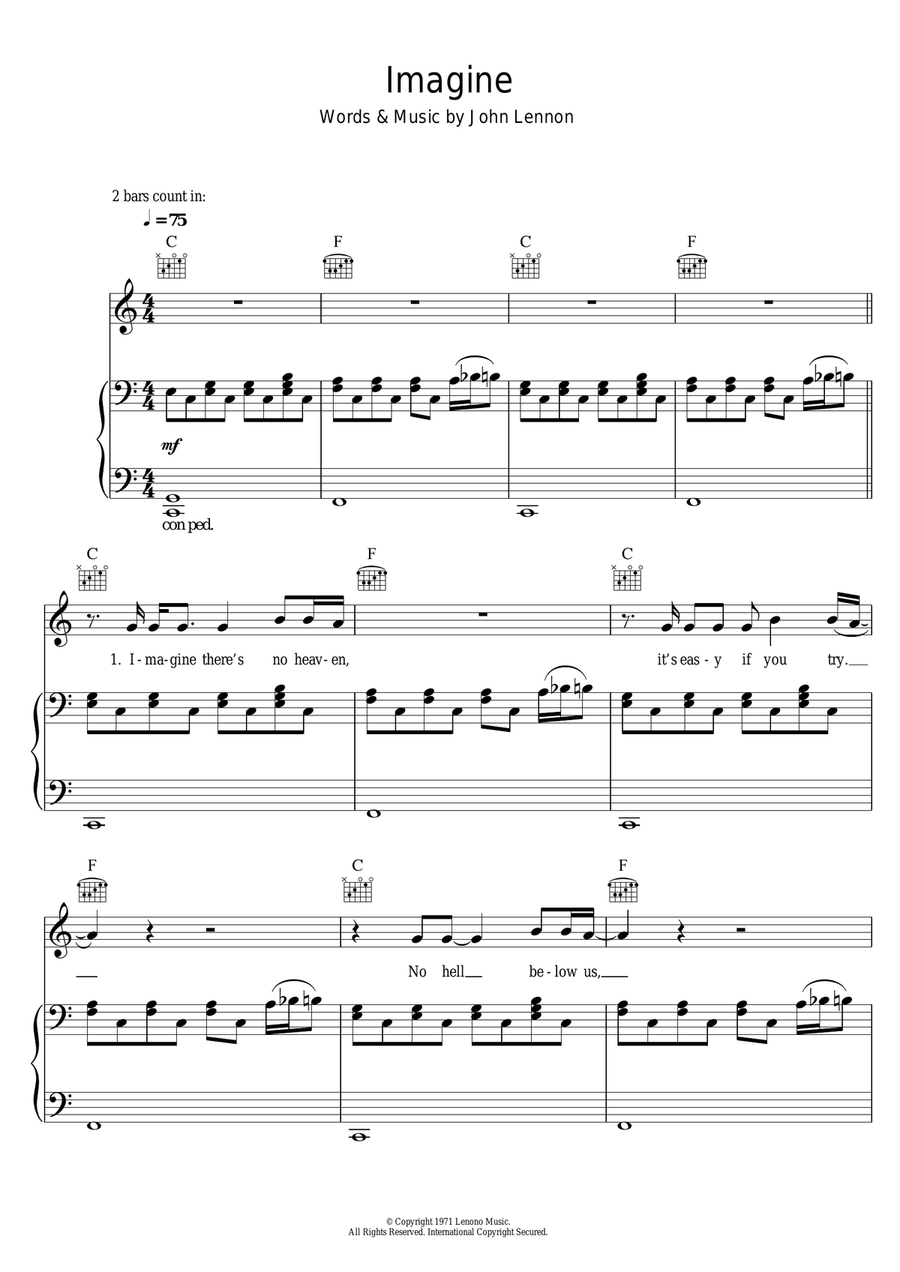 Imagine Piano, Vocal scores gallery preview page 1