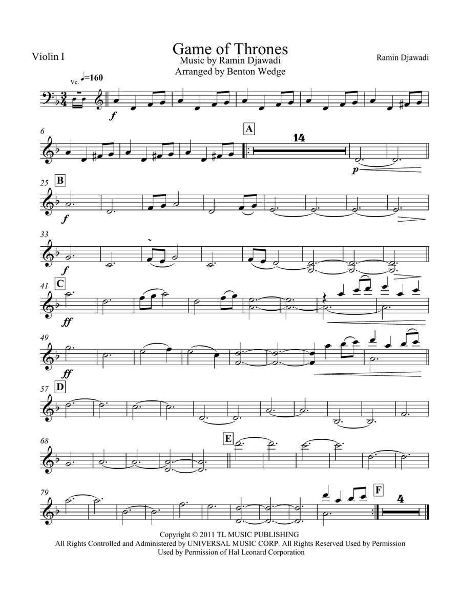 Game Of Thrones String Quartet scores gallery preview page 1