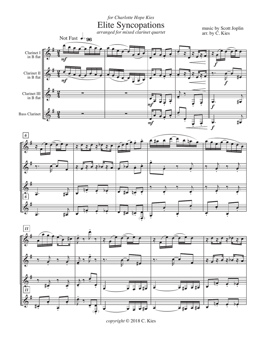 Elite Syncopations Clarinet Quartet scores gallery preview page 2