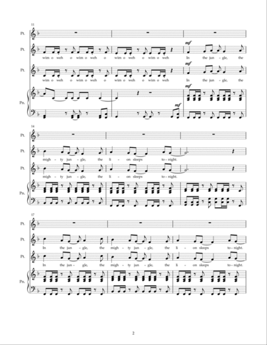 The Lion Sleeps Tonight 2-Part scores gallery preview page 2