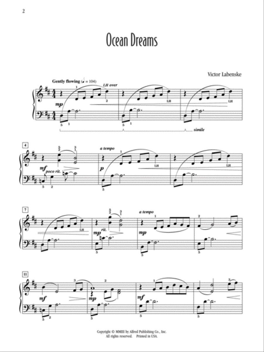 Ocean Dreams Ocean Dreams Easy Piano scores gallery preview page 2