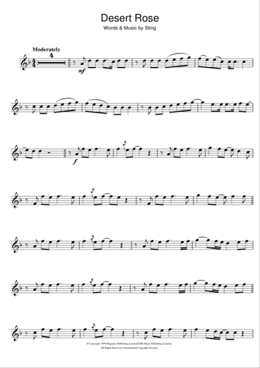 Desert Rose Clarinet Solo scores gallery preview page 1