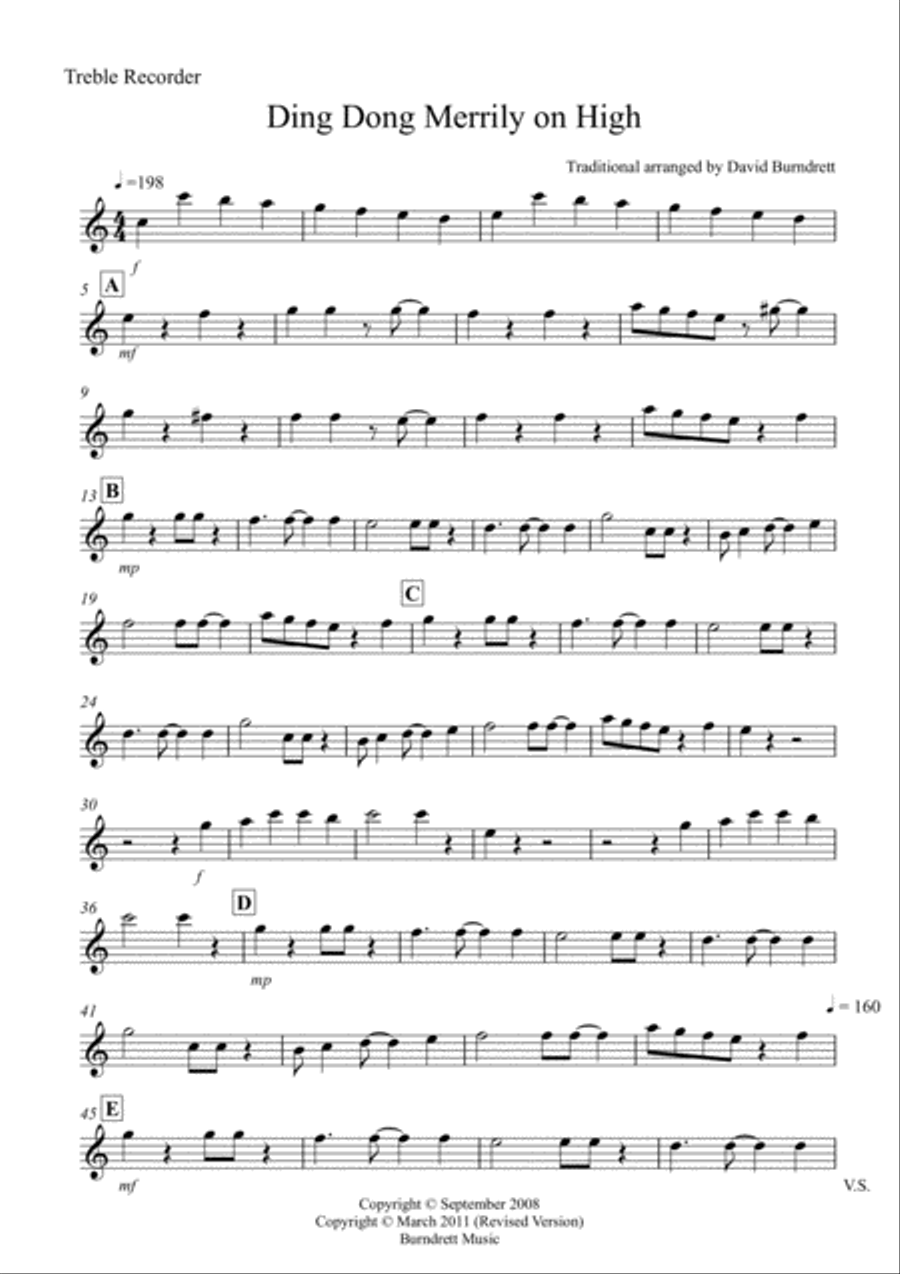 Ding Dong Merrily on High (Jazzy Style!) for Recorder Quartet Recorder scores gallery preview page 6