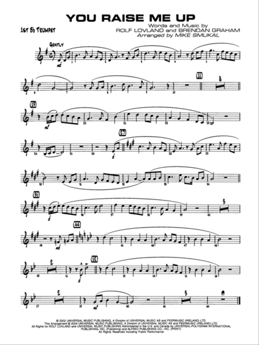 You Raise Me Up: 1st B-flat Trumpet Jazz Ensemble scores gallery preview page 1