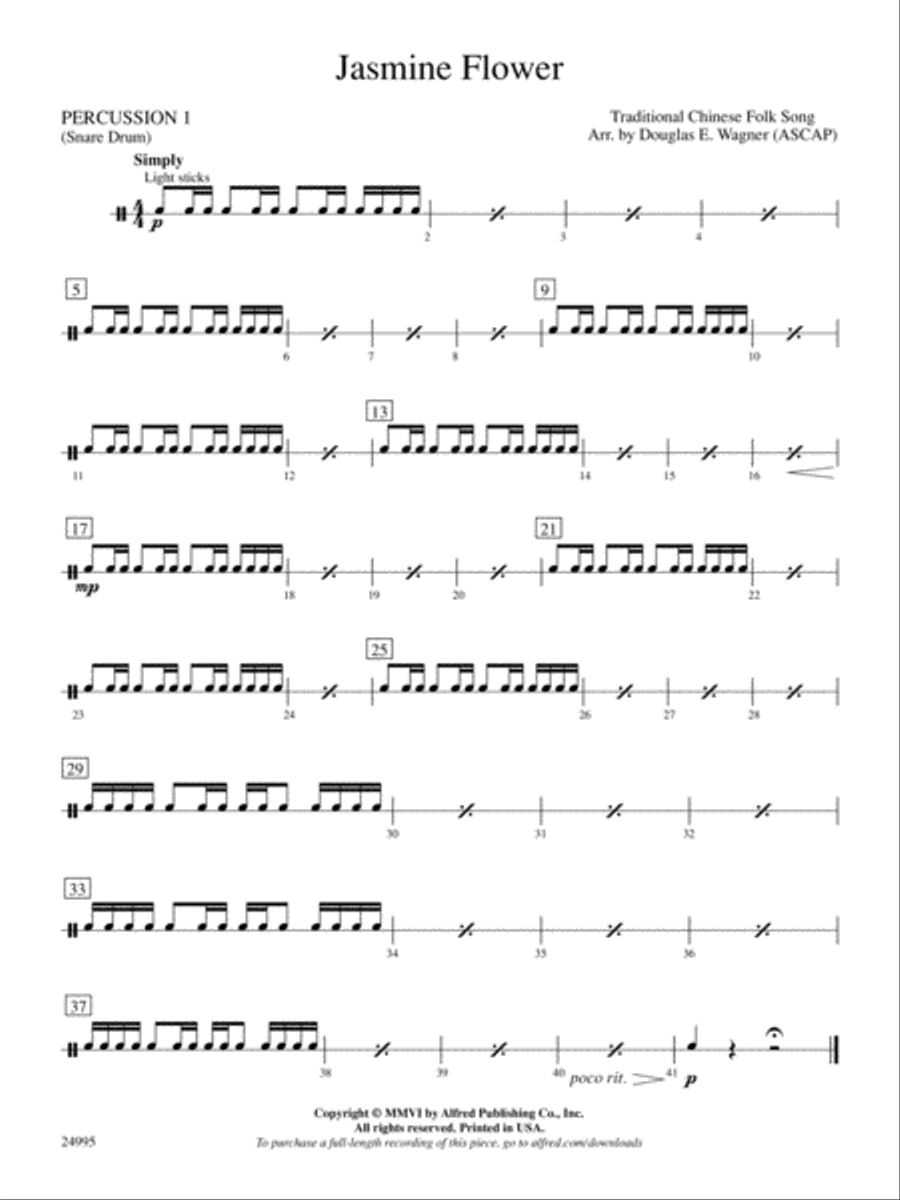 Jasmine Flower: 1st Percussion String Orchestra scores gallery preview page 1