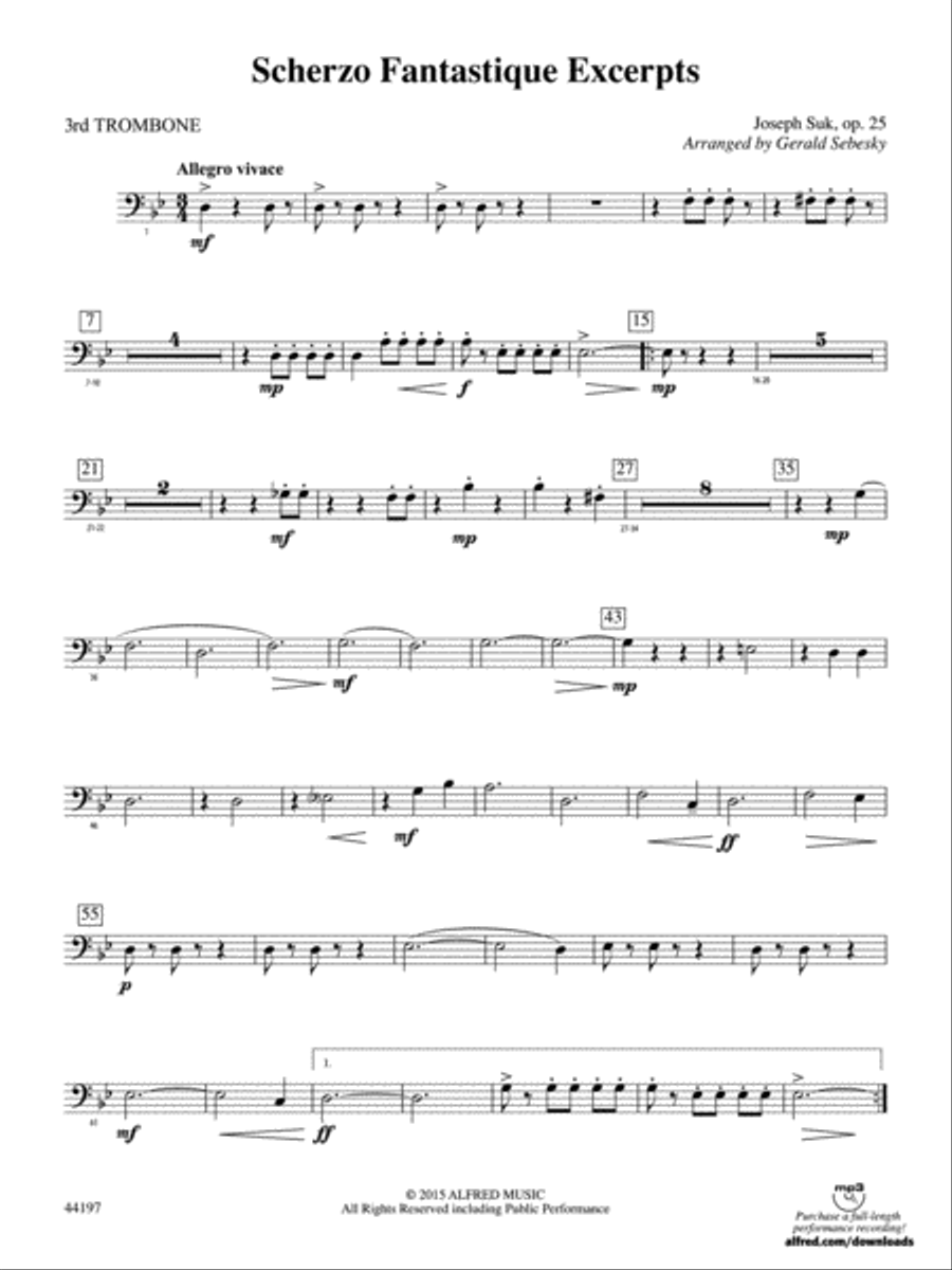 Scherzo Fantastique Excerpts: 3rd Trombone Concert Band scores gallery preview page 1