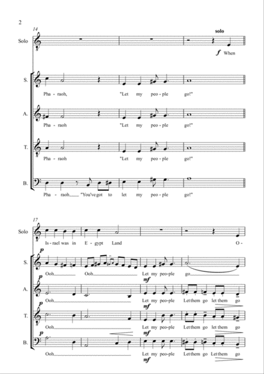 Let My People Go (Go Down Moses) [A MINOR VERSION] 4-Part scores gallery preview page 4