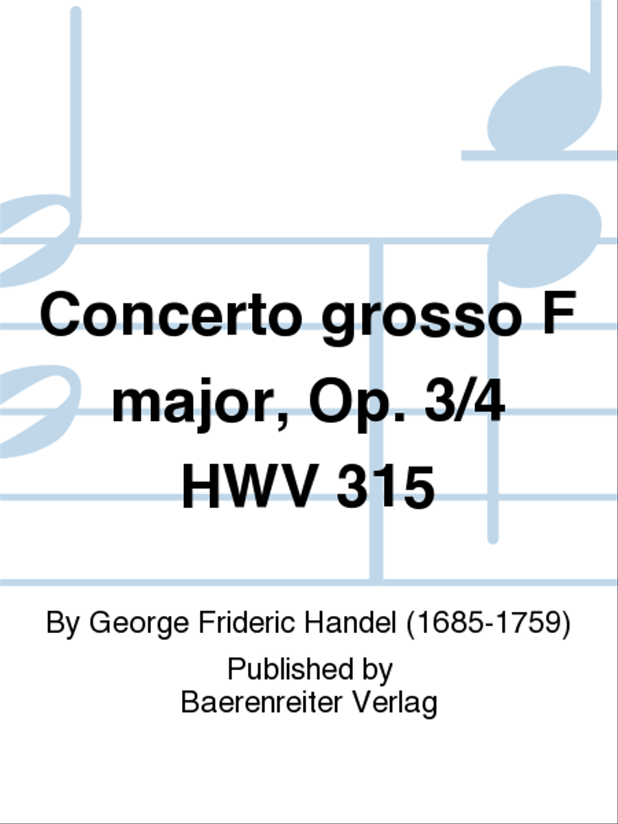Concerto grosso F major, Op. 3/4 HWV 315 Orchestra scores gallery preview page 1