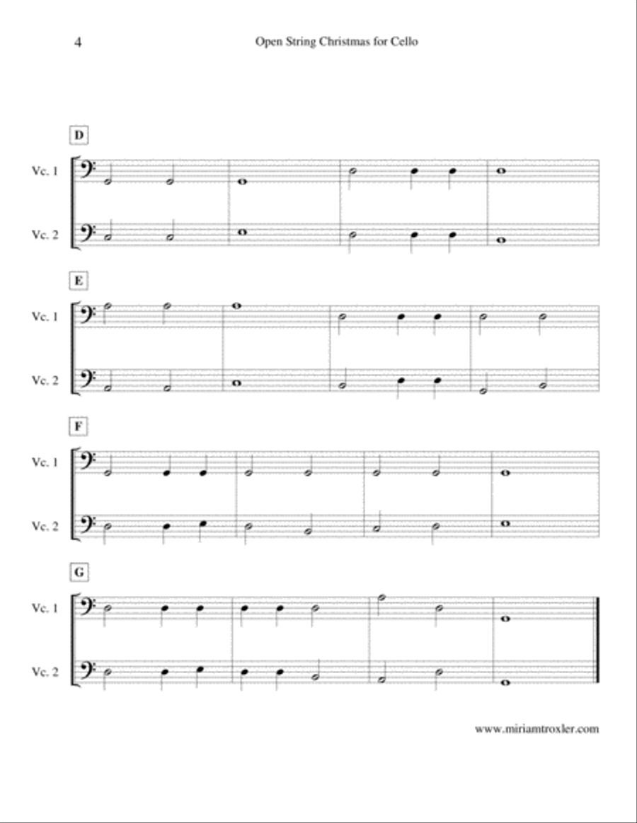 Open String Christmas for Cello Cello Solo scores gallery preview page 4