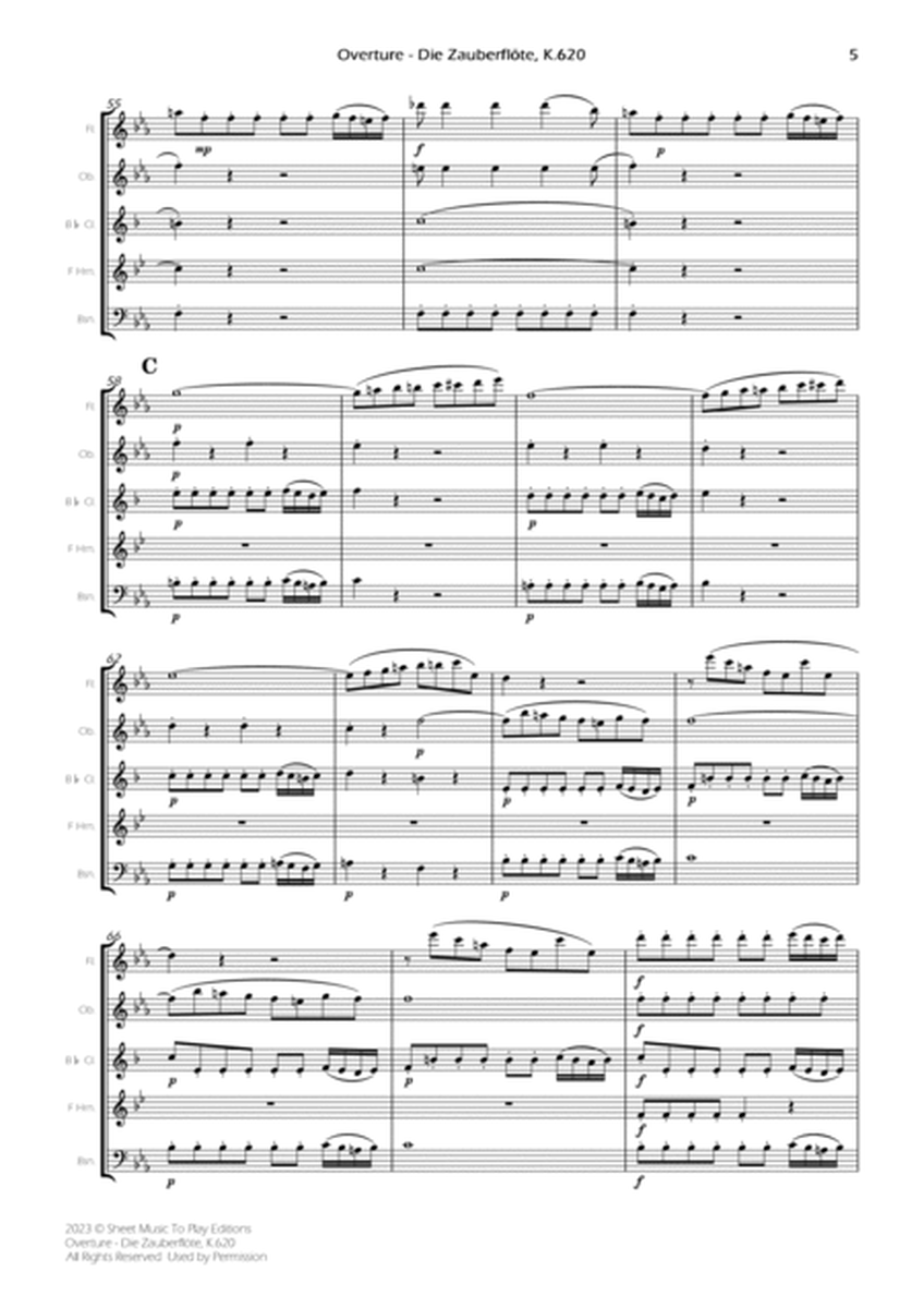 Overture from The Magic Flute - Wind Quintet (Full Score) - Score Only image number null