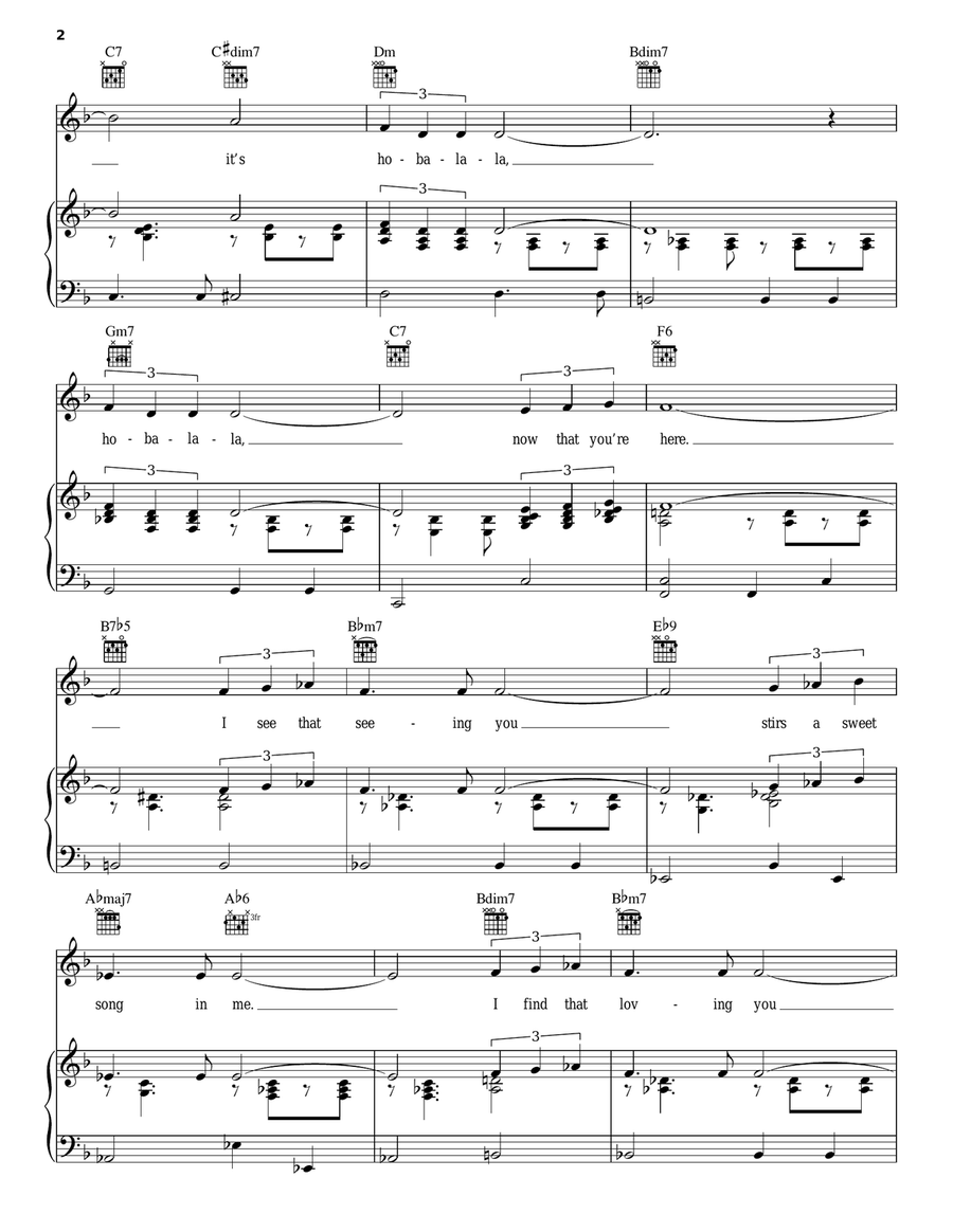 Ho-Ba-La-La Piano, Vocal, Guitar scores gallery preview page 2