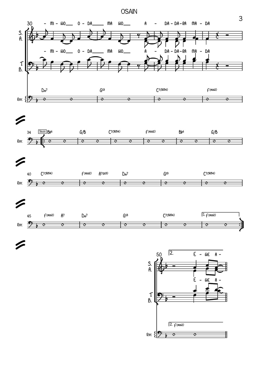 Osain (Cuban Folk Song) 4-Part scores gallery preview page 3