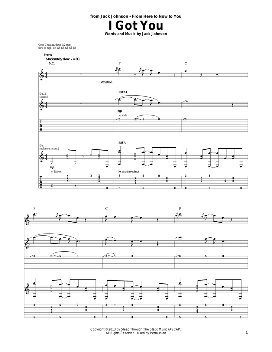 I Got You Acoustic Guitar scores gallery preview page 1