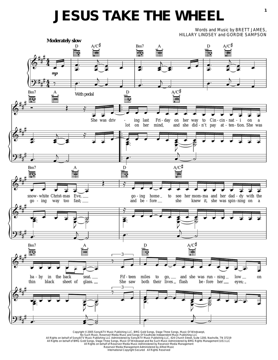 Jesus Take The Wheel Jesus Take The Wheel Piano, Vocal, Guitar scores gallery preview page 1