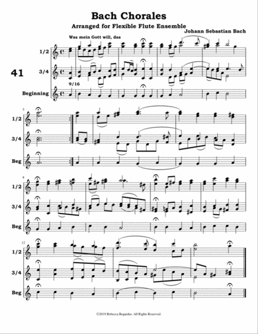 Bach Chorales 41-50 Woodwind Quartet scores gallery preview page 3