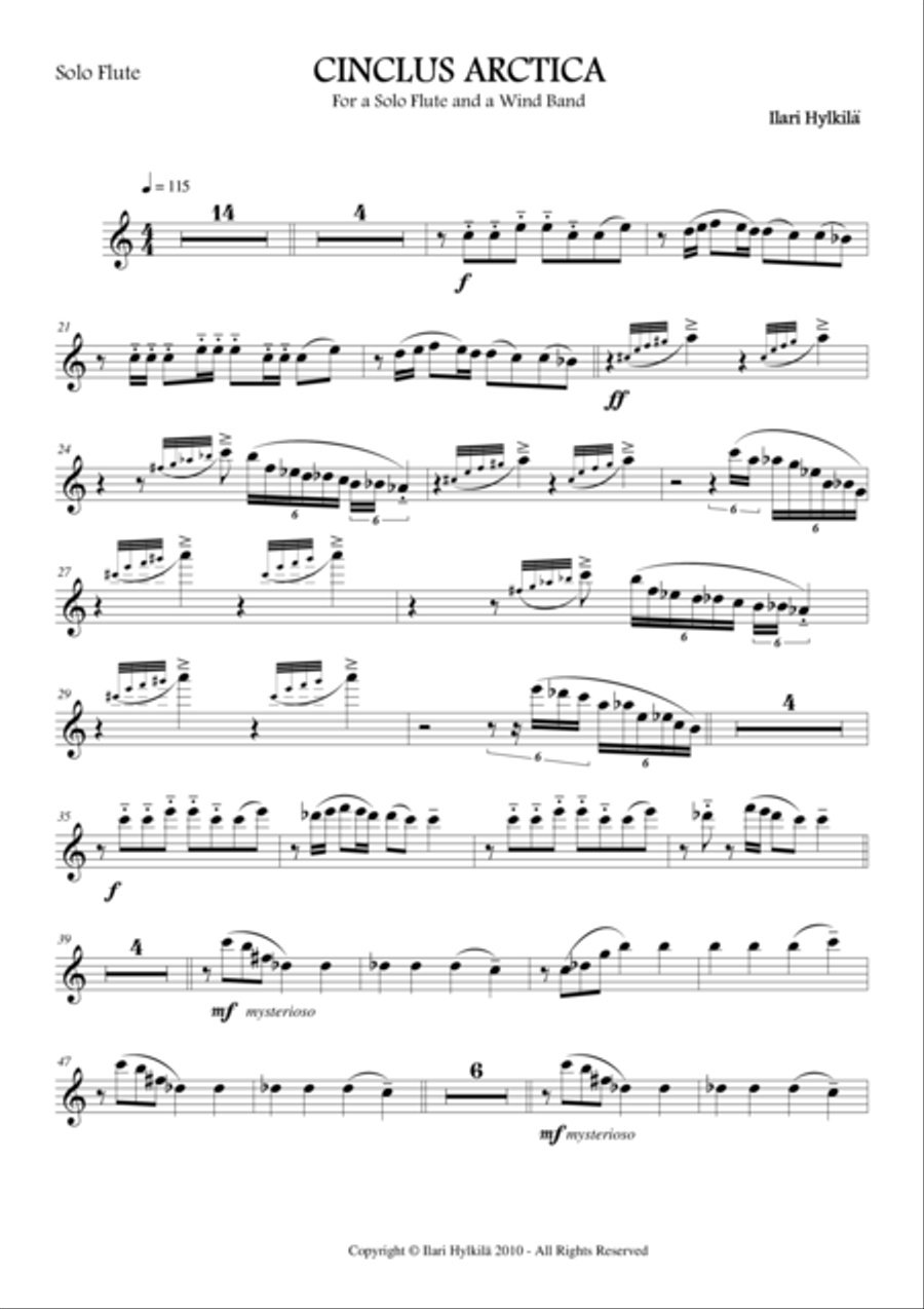 Cinclus Arctica (for solo flute and piano) Cinclus Arctica (for solo flute and piano) Woodwind Duet scores gallery preview page 1